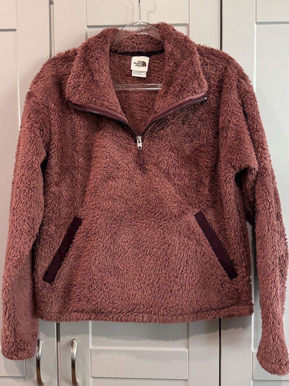 The North Face Women's Dusty Mauve Teddy Sherpa Half-Zip Jacket